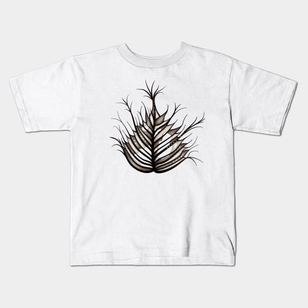 Hairy Leaf Abstract Botanical Art Kids T-Shirt by Boriana Giormova